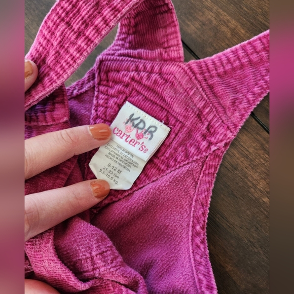 Vintage Carter's Pink Corduroy Stamped Flowers - Picture 6 of 8